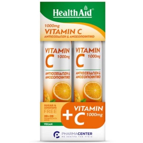 Health Aid Promo Vitamin C 1000mg με Γεύση Πορτοκάλι,2x20 Αναβράζοντα Δισκία