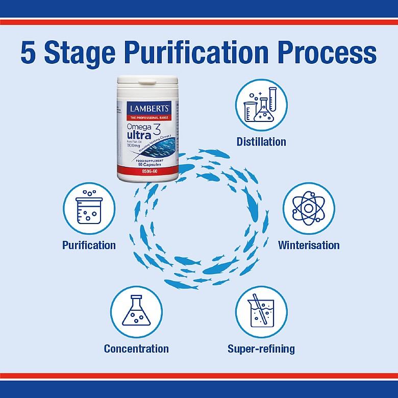 Lamberts Omega 3 Ultra Pure Fish Oil 1300 mg, 60 κάψουλες