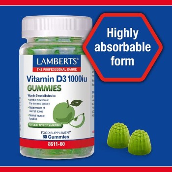 Lamberts Vitamin D3 1000iu Gummies με Φυσική Γεύση Μήλου, 60 ζελεδάκια