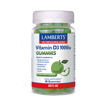 Lamberts Vitamin D3 1000iu Gummies με Φυσική Γεύση Μήλου, 60 ζελεδάκια