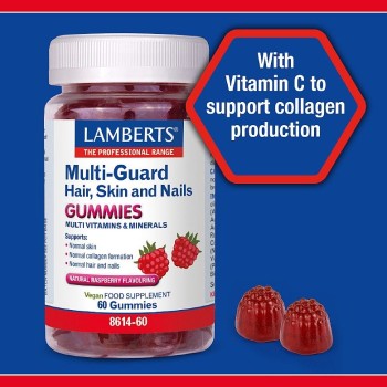 Lamberts Multi Guard Hair, Skin and Nails Gummies με Φυσική Γεύση Σμέουρο, 60 ζελεδάκια