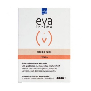Intermed Eva Intima Probio Pads Period Λεπτές - Υπερ Απορροφητικές Σερβιέτες με Προβιοτικά Lactobacillus Acidophilus 18 Τεμάχια