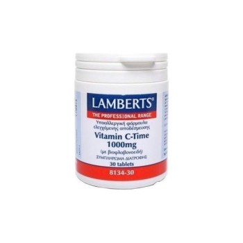 Lamberts Vitamin C Time Release Συμπλήρωμα Διατροφής με Βιταμίνη C Σταδιακής Αποδέσμευσης 1000mg, 30 Ταμπλέτες