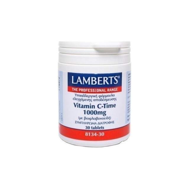Lamberts Vitamin C Time Release Συμπλήρωμα Διατροφής με Βιταμίνη C Σταδιακής Αποδέσμευσης 1000mg, 30 Ταμπλέτες