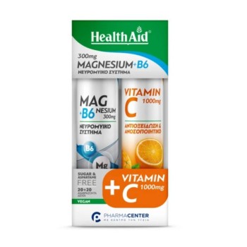 Health Aid Promo Magnesium+B6, 20 Αναβράζοντα Δισκία & Vitamin C 1000mg, 20 Αναβράζοντα Δισκία