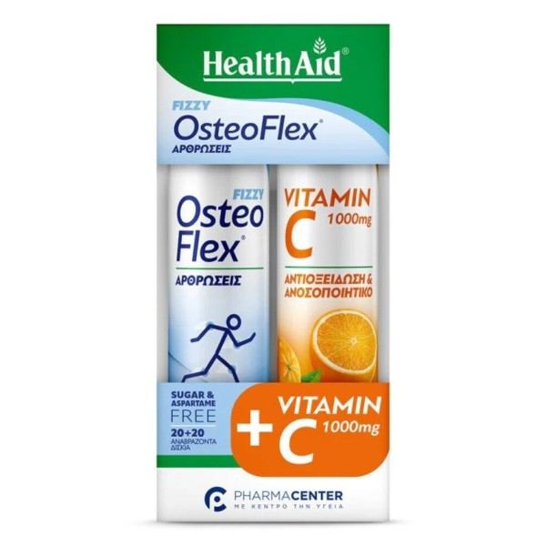 Health Aid Set Osteoflex Fizzy για τις Αρθρώσεις 20 αναβρ. δισκία & Vitamin C 1000mg Γεύση Πορτοκάλι 20 αναβρ. δισκία