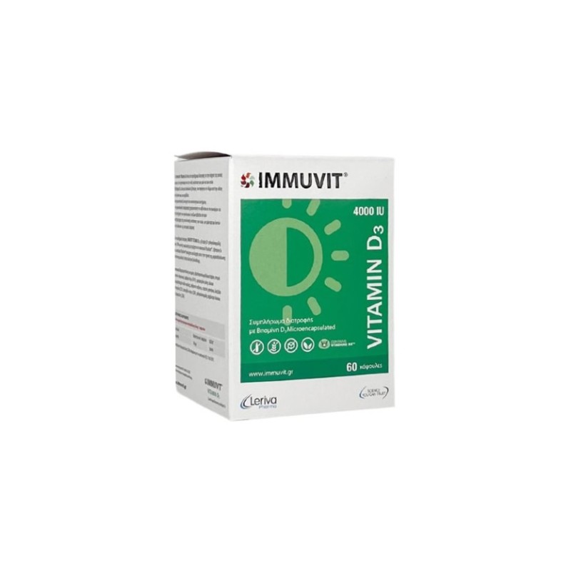 Leriva Immuvit Vitamin D3 4000iu, 60 κάψουλες