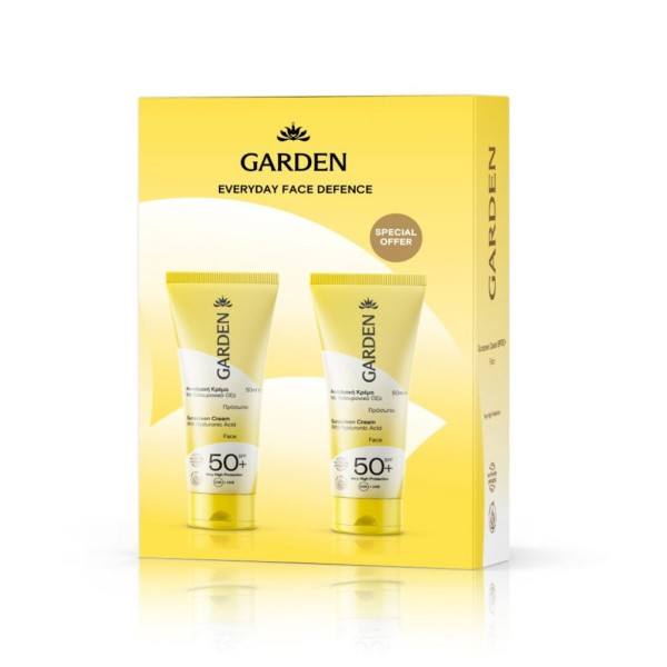 Garden Promo Everyday Face Defence, Αντηλιακό Γαλάκτωμα Προσώπου SPF50+, 2x50ml