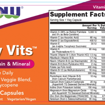 NOW Foods Daily Vits™, 30 κάψουλες